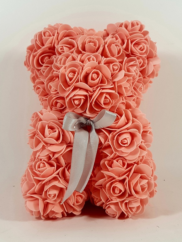 Ведмедик зі штучних 3D троянд 25 см - 4 - smarttoys.com.ua