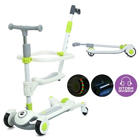 Самокат JR3-127-W 3в1,метал+пластик, 3 колеса PU, 2пер120мм,задн 90мм,кермо рег.,муз.,світло,бат. - 1 - smarttoys.com.ua