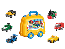 Конструктор Qman 2907 транспорт, 521дет., валіза на колесах, 33-28-12см. - 1 - smarttoys.com.ua