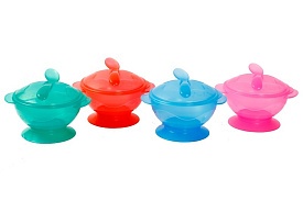 Рк 034 Тарілка на присосці з кришкою та ложкою, ТМ "Lindo" - 1 - smarttoys.com.ua