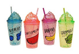 Склянка С-1 пластм. кольорові. з мал. кришкою та труб. 480мл (21*9,6)см - 1 - smarttoys.com.ua