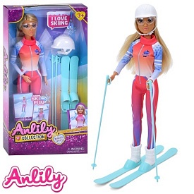 Лялька 616006 шарнірна, лижниця, лижі, шлем, окуляри, кор., 17-32-5 см. - 1 - smarttoys.com.ua
