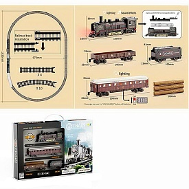 Залізниця HS8017A локомотив, 3 вагони, муз., світло, бат., кор., 39,5-26,5-5,5 см. - 1 - smarttoys.com.ua