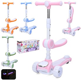 Самокат JR 3-098 3в1 (біговел),метал+пл,3 колеса,2 пер.(110-50мм),4кольори,муз.,ПУ світло,бат. - 1 - smarttoys.com.ua