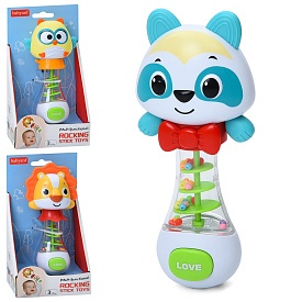 Брязкальце BY147 тварина, пискавка, прорізувач, 3 види (сова, єнот, лев), кор., 11,5-21,6,5 см. - 1 - smarttoys.com.ua