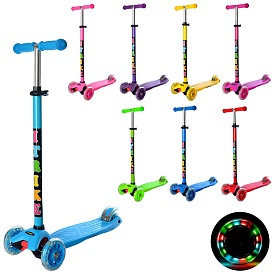 Самокат JR 3-003-B MAXI, алюм.+плас., 3 колеса ПВХ, 2 пер.120 мм-світло, кермо, підніжка, 8 кольорів - 1 - smarttoys.com.ua