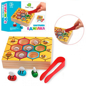 Дерев'яна іграшка Гра MD 2848 ігрове поле/соти, бджілки 7шт., щипці, кор., 20-14,5-4,5 см. - 1 - smarttoys.com.ua