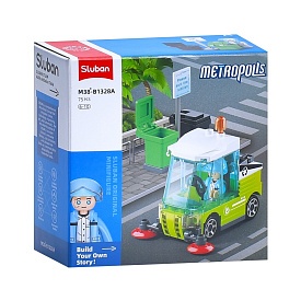 Конструктор SLUBAN M38-B1328A міська серія, спецтехніка/прибирал. машина,баки для сміття,75дет.,кор. - 1 - smarttoys.com.ua