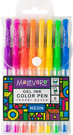 Ручка гелева NEON, 8 кольорів, 0,5 мм, MALEVARO - 1 - smarttoys.com.ua