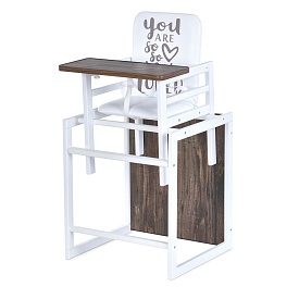 Стільчик Nature мангрове дерево для годування, трансформер, 2-х точ. ремені, білий+темний дуб. - 1 - smarttoys.com.ua