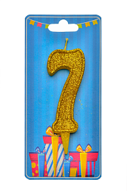 Свічка для торта  "Цифра 7" золото блиск - 1 - smarttoys.com.ua