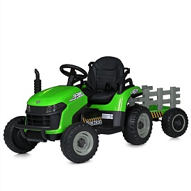 Трактор M 5111EBLR-5 радіок. 2,4G, з причепом, 2 мот. 45W,1 акум.12V9AH, кол.EVA,муз.,світло,зелений - 1 - smarttoys.com.ua