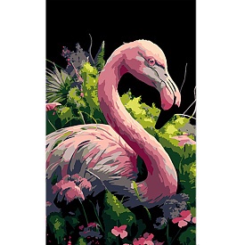 Картина за номерами Strateg ПРЕМІУМ Фламінго в океані кольорів на чорному фоні розміром 50х25 см (BH5025-1) - 1 - smarttoys.com.ua