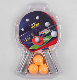Ракетка C 44846 для пінг-понгу "TK Sport" 2шт + 3 кульки, в слюді - 1 - smarttoys.com.ua