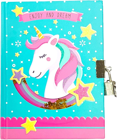 Блокнот дитячий на замочку з віконцем  178x130mm, 70g, 80 л, Єдиноріг з зіркою - 1 - smarttoys.com.ua