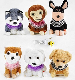 М`яка іграшка C 61639 (100) 6 видів, висота 22 см, рухає головою, повторюшка, магнітна бджілка, USB-кабель, пісні англ. мовою, ВИДАЄТЬСЯ ТІЛЬКИ МІКС   - 1 - smarttoys.com.ua