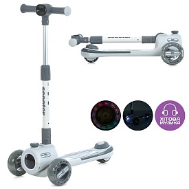Самокат JR3-135-G метал+пластик,3 колеса ПУ,2передніх 125мм,1 заднє 90мм,світло,муз.,підніжка,бат., - 1 - smarttoys.com.ua