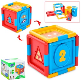 Сортер A7990 куб, вивчення геометричних форм, кольорів, кор., 10-8,5-10 см. - 1 - smarttoys.com.ua