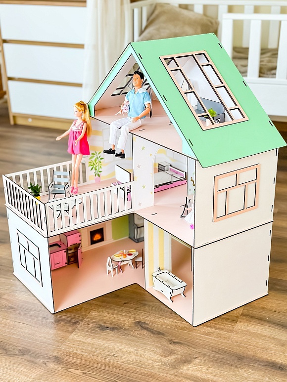 Ляльковий дім 75х60х60 см біло-бірюзовий - 13 - smarttoys.com.ua