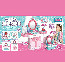 Трюмо 661-3003 (18) пластиковий рюкзачок, ремінці, муляж косметики, аксесуари, м’яка іграшка - котик,  в коробців коробці - 1 - smarttoys.com.ua