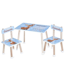 Столик M 501-13 2 стільчика, дерев'яний, таблиця множення, оленятко - 1 - smarttoys.com.ua