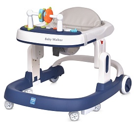 Ходунки M 5032L-4 стопор, силiк. колеса 4 шт., 2 полiпроп. колеса, шкiра, муз., свiтло, синій. - 1 - smarttoys.com.ua