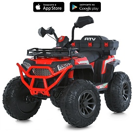 Квадроцикл M 6132EBLR-3 радіок.2,4G,4мот.35W,1акум.12V10AH,USB,MP3,TF,EVA,BT,шкіра,муз.,світло,черв. - 1 - smarttoys.com.ua
