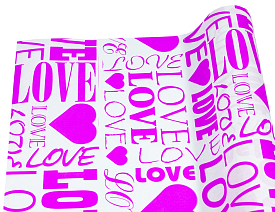 Крафт папір подарунковий  "LOVE " малиновий  шрифт на білому. 0,7х7м - 1 - smarttoys.com.ua