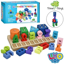 Дерев’яна іграшка Багатофункціональна дошка MD 0370 (30шт) ігрове поле, геометрика (геом.фігури 16шт), цифри, в кор-ці, 20-11-5см - 1 - smarttoys.com.ua