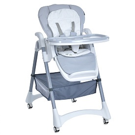 Стільчик ME 1177 STEADY Quiet Gray для годування, 5-точ.ремені, матрац, 4 колеса, шкір.,світло-сірий - 1 - smarttoys.com.ua
