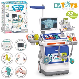 Набір лікаря 660-93 стіл-возик,рентген,стетоскоп,мед.інструм.,32пред.,муз.,світло,бат.,кор.,46-38-12 - 1 - smarttoys.com.ua