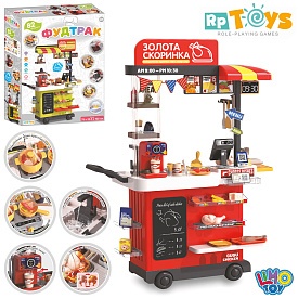 Магазин 889-283 фаст-фуд,прилавок,плита,мийка-ллється вода,каса,продукти,76дет,.муз,світло,бат.,кор. - 1 - smarttoys.com.ua