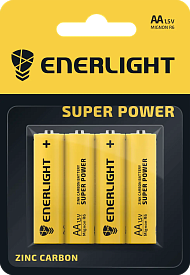 Батарейка ENERLIGHT Super Power AA BLI 4, Zinc Carbon, (U4бл.), пальчик,    Zink Carbon(1/4/48/576) - 1 - smarttoys.com.ua