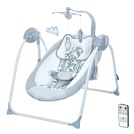 Гойдалка ME 1075 TEDDY Gray Mint Feathes пульт,5швид.,таймер,12мелодій,2 полож.спинки,сірий,тваринки - 1 - smarttoys.com.ua