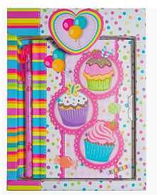 Блокнот дитячий на замочку в подар.коробочці з ручкою 150x110mm, 70g, 56 л, тістечка - 1 - smarttoys.com.ua