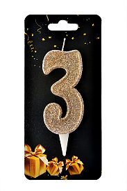 Свічка-цифра "3" золоте капучино - 1 - smarttoys.com.ua