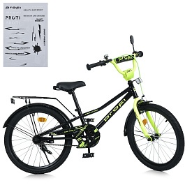 Велосипед дитячий PROF1 20д. MB 20015-1 PRIME,SKD75,дзвін.,ліхтар,багажник,підніжка,чорно-салатовий. - 1 - smarttoys.com.ua
