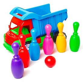 Машина "Алексбамс" + кеглі малі 6шт (36*24*17см) 084 Бамсік - 1 - smarttoys.com.ua