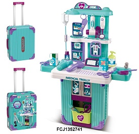 Набір лікаря 008-105A стіл, мед.інструм, окуляри,муз.,світло,складається в чемодан,бат.(таб),карт.об - 1 - smarttoys.com.ua