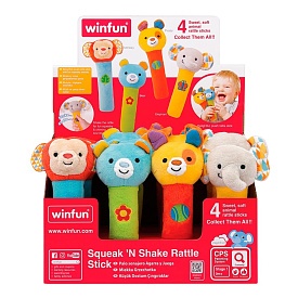 Брязкальце 253301-NI WinFun тварина, плюш, пискавка, 12 шт. (4 види) в диспл., 25,5-17-15,5 см. - 1 - smarttoys.com.ua