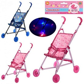 Візок M 0350 U/R мет., тростинка, світяться колеса, 3 кольори, кул, 53-49-27 см. - 1 - smarttoys.com.ua