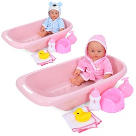 Пупс F603M-EP 30см, п'є-писяє,ванна.аксесуари,качка,2кольори,пак.24-64-10см - 1 - smarttoys.com.ua