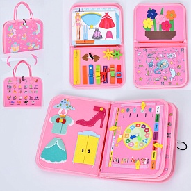 Гра FG240507015Q бізісумка/бізікнижка,гардероб,квіти,пазли,застібки,шестерні,годин.,англ.слова,кул. - 1 - smarttoys.com.ua