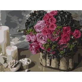 Картина за номерами Strateg Рожевий букет 30Х40 (SS-1266) - 1 - smarttoys.com.ua