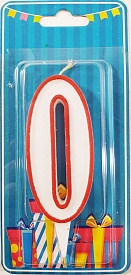 Свічка цифра "0" біла червоний контур - 1 - smarttoys.com.ua