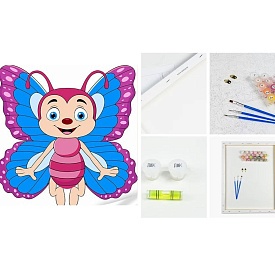 Картина за номерами Strateg ПРЕМІУМ Мультяшний смішний метелик з лаком та з рівнем розміром 30х30 см - 1 - smarttoys.com.ua