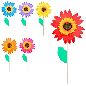 Вітрячок МR 1223 вертушка, квітка, паличка (дерев'яна), 6 кольорів, кул., 30-30-2 см. - 1 - smarttoys.com.ua