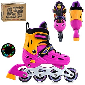 Ролики A4151-S-V (31-34) розсувні,шнурівка+бакля,алюм.рама,колесаПУ64мм світло,устілка 20см.,ф-помар - 1 - smarttoys.com.ua