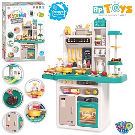 Кухня 889-247 плита,мийка-ллється вода(механіч.),яйцеварка,пара,посуд,87пред.,муз.,світло,бат.,кор. - 1 - smarttoys.com.ua