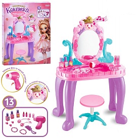 Трюмо 661-39 стільчик, фен, гребінець, аксесуари, муз., світло, бат., кор., 59-46-8 см. - 1 - smarttoys.com.ua